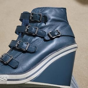 Ash Blue Wedge Sneakers